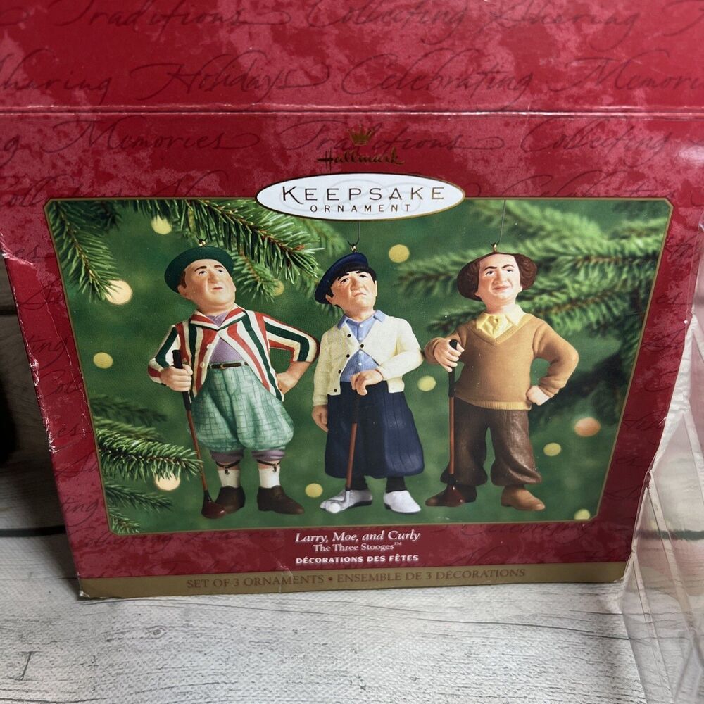 Hallmark Keepsake THE THREE STOOGES Moe Larry Curly~CHRISTMAS ORNAMENTS